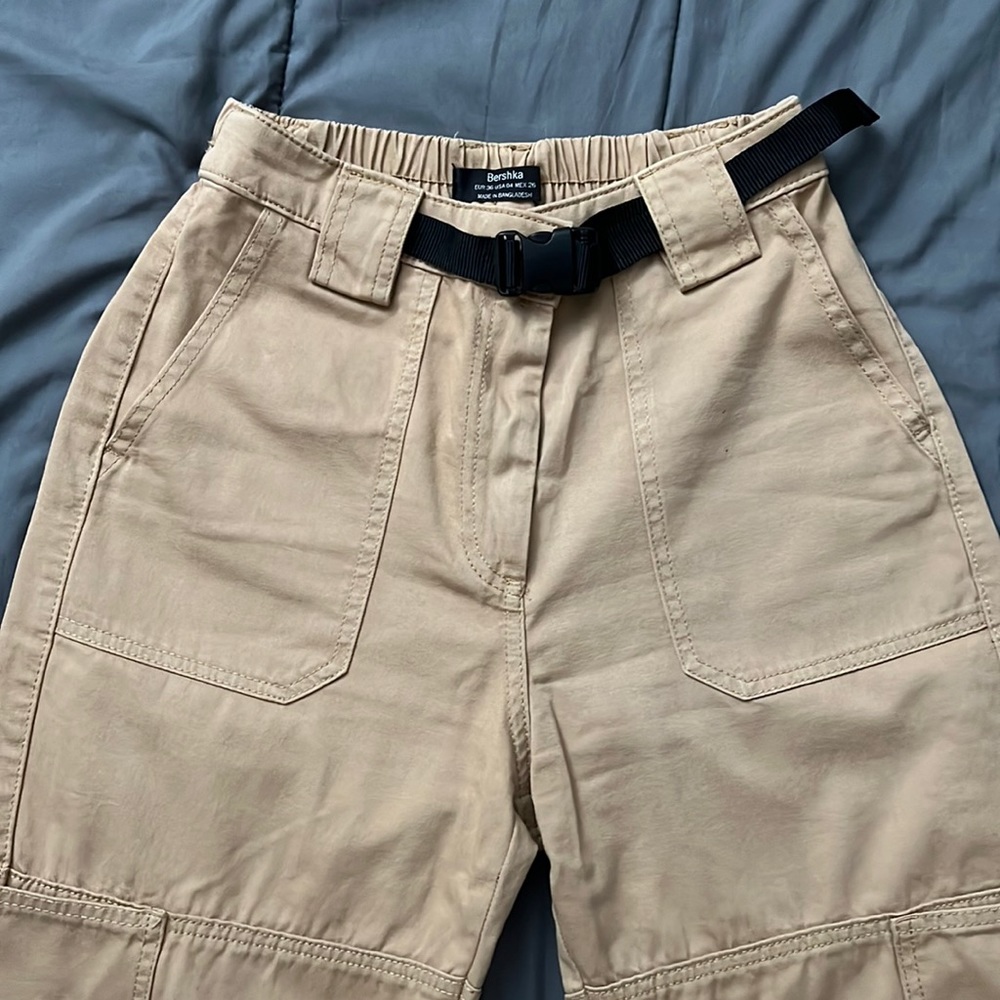 Bershka Beige Cargo Pants